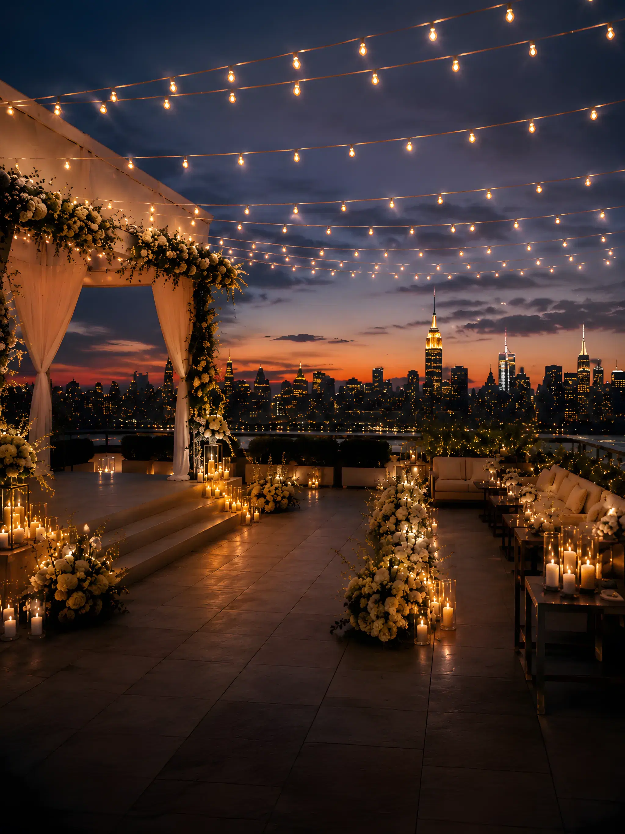 Rooftop Dusk save-the-date design